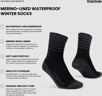 GripGrab Merino-Lined Waterproof Winter Socks - Simple Bike Store