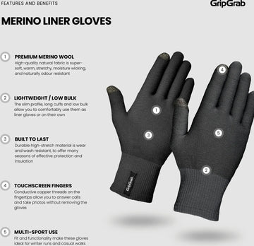 GripGrab Merino Wool Liner Gloves - Simple Bike Store