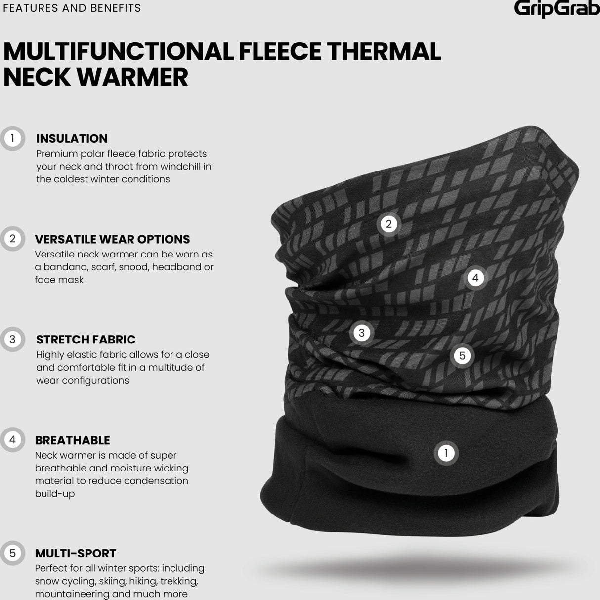 GripGrab Multifunctional Fleece Thermal Neck Warmer - Simple Bike Store