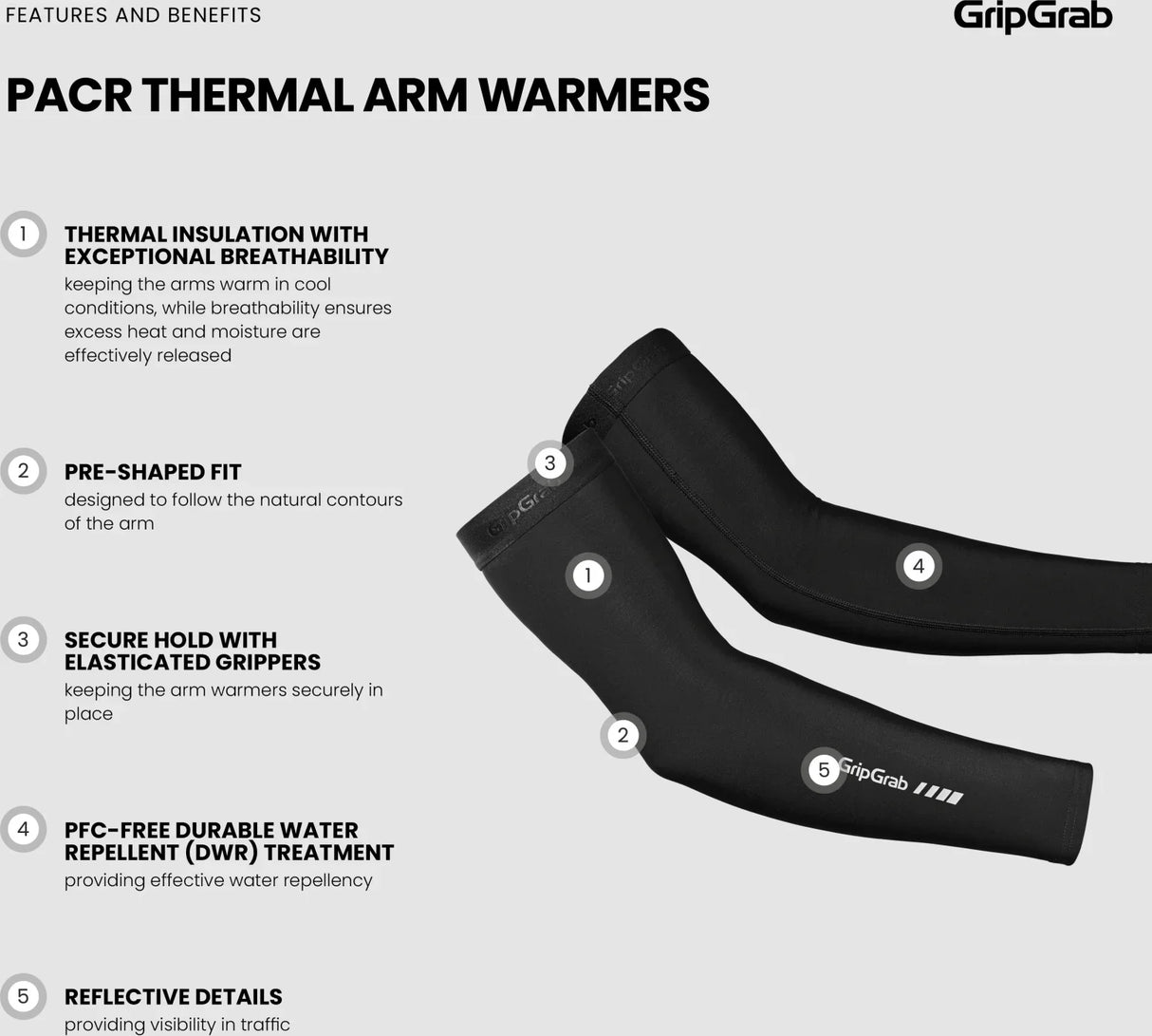 GripGrab PACR Thermal Arm Warmers - Simple Bike Store