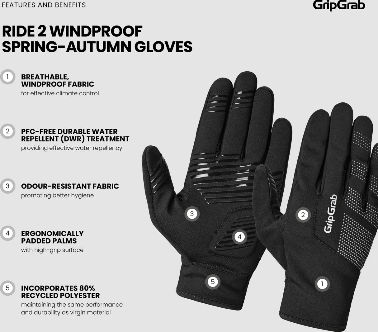 GripGrab Ride 2 Windproof Spring-Autumn Gloves - Simple Bike Store