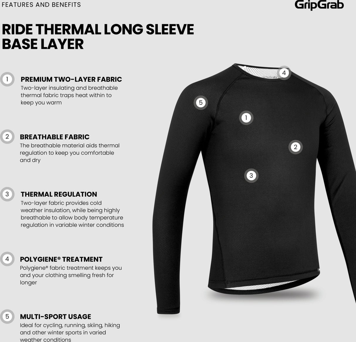GripGrab Ride Thermal Long Sleeve Base Layer 3-Pack
