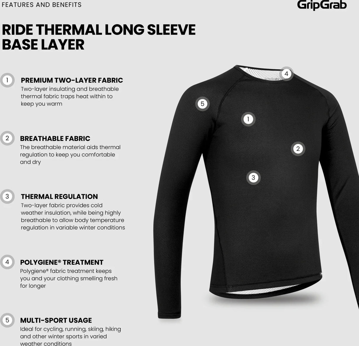 GripGrab Ride Thermal Long Sleeve Base Layer - Simple Bike Store