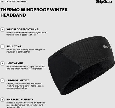 GripGrab Thermo Windproof Winter Headband - Simple Bike Store
