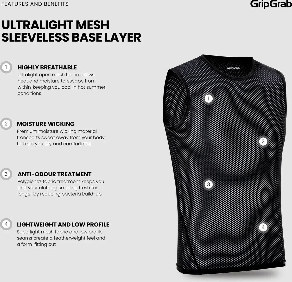 GripGrab Ultralight Mesh Sleeveless Base Layer - Simple Bike Store