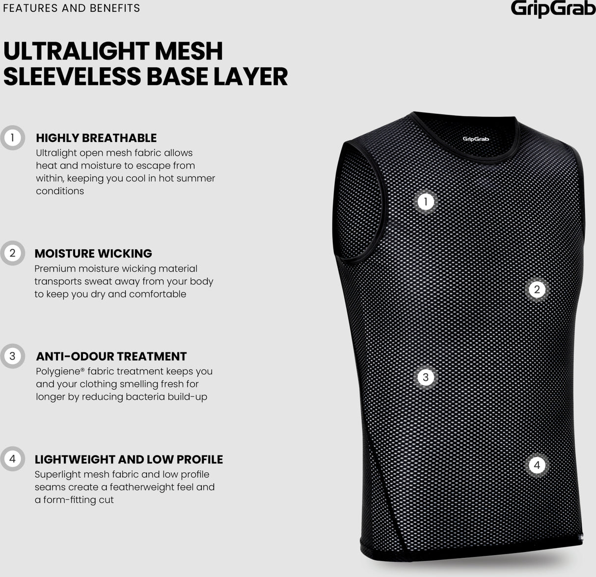 GripGrab Ultralight Mesh Sleeveless Base Layer 3-Pack
