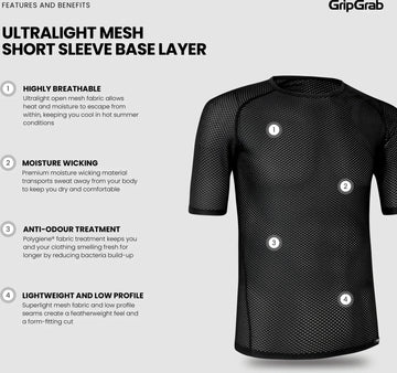 GripGrab Ultralight Mesh Short Sleeve Base Layer - Simple Bike Store