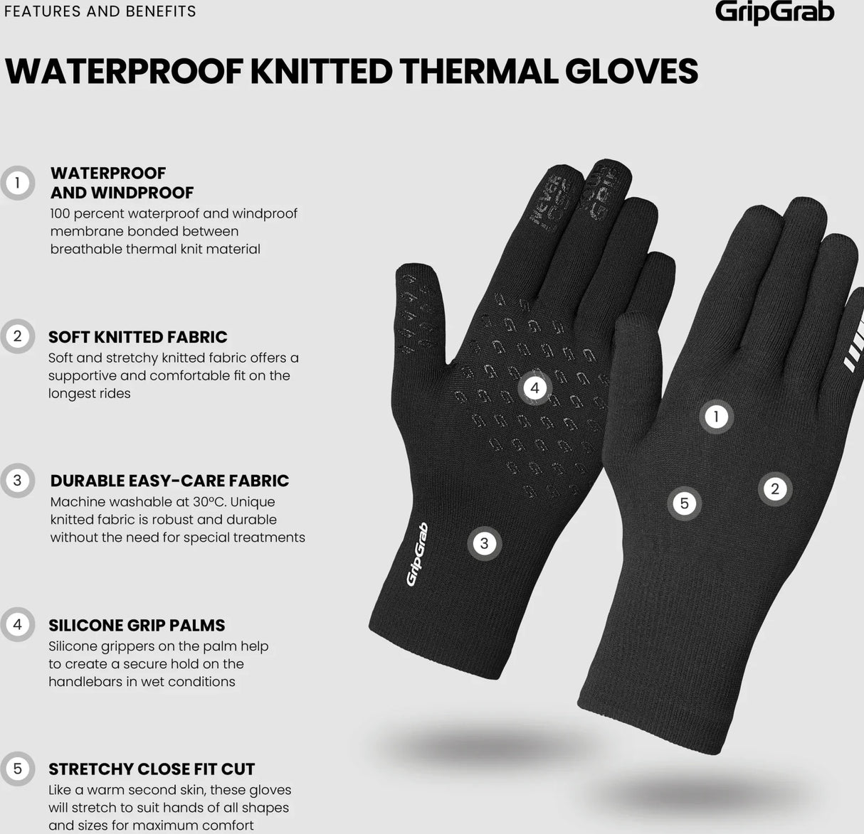 GripGrab Waterproof Knitted Winter Gloves - Simple Bike Store