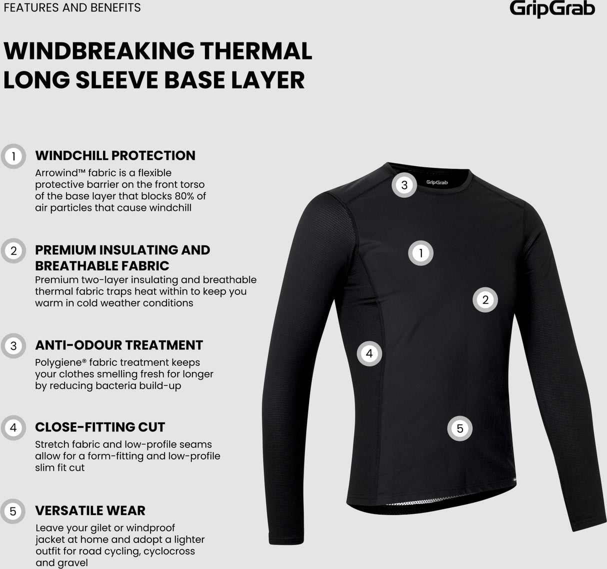 GripGrab WindBreaking Thermal Long Sleeve Base Layer