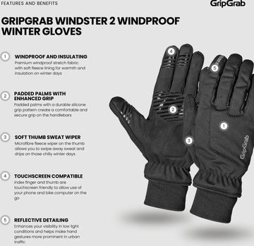 GripGrab Windster 2 Windproof Winter Gloves - Simple Bike Store